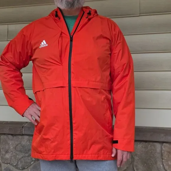 Adidas Gamemode Rain Jacket NWT Size Large in Orange - Picture 3 of 16
